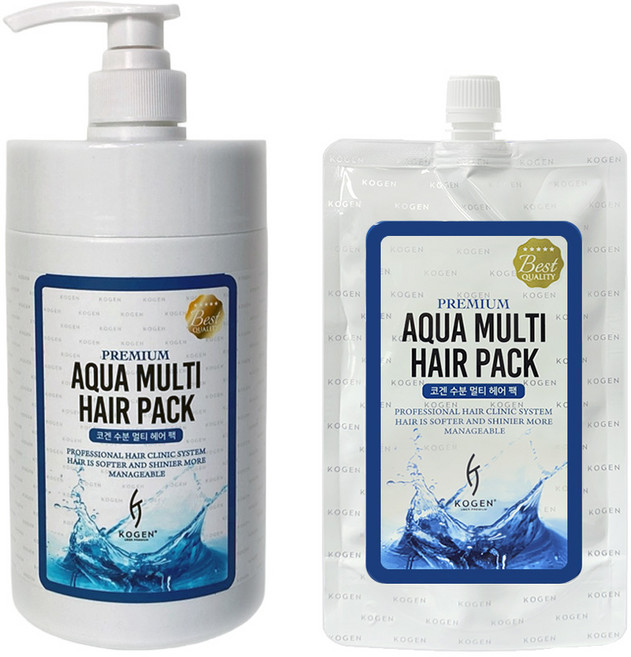 코겐 프리미엄 아쿠아 수분팩 멀티 헤어팩 1000g + 500g (본품+리필), 1kg, 1개