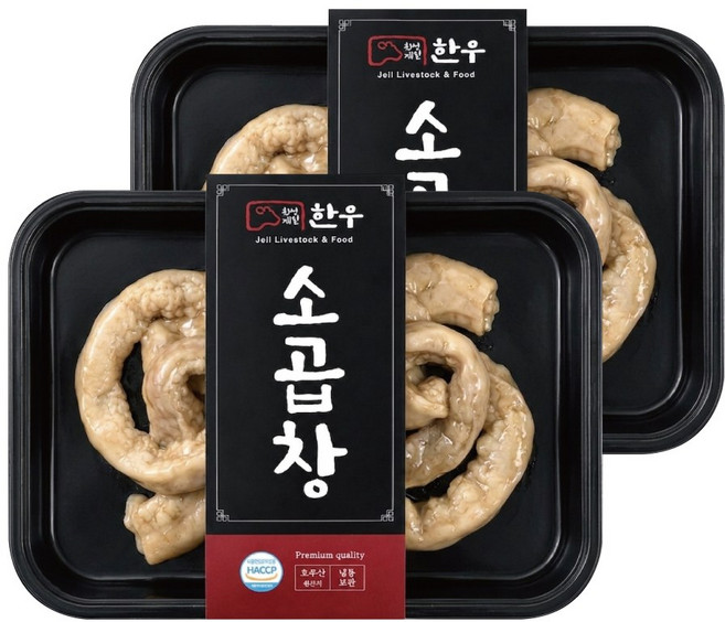 횡성제일푸드 초벌 소곱창 (소스 염통100g 추가) 구이 전골용, 2개, 180g