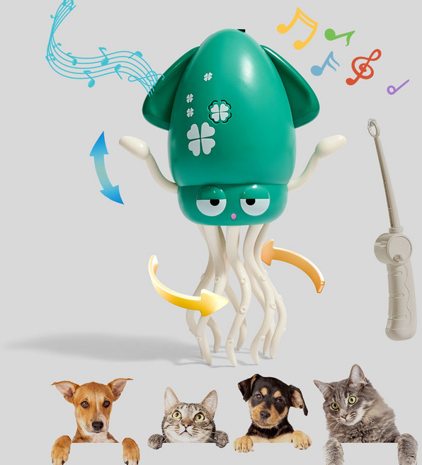 움직이는 낙지 춤추는 오징어 자동장난감 USB 충전식, 녹색, 1세트