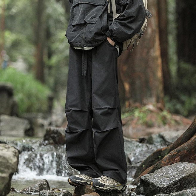 美式褶皺休閒工裝長褲 男 寬鬆直筒速幹戶外登山褲
