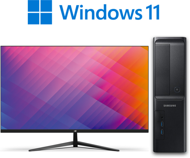 삼성 컴퓨터 본체 데스크탑 사무용 PC 모니터 포함 풀세트 윈도우11, i5-9400+27인치 풀세트, WIN11 Pro, 256GB, 16GB, 블랙