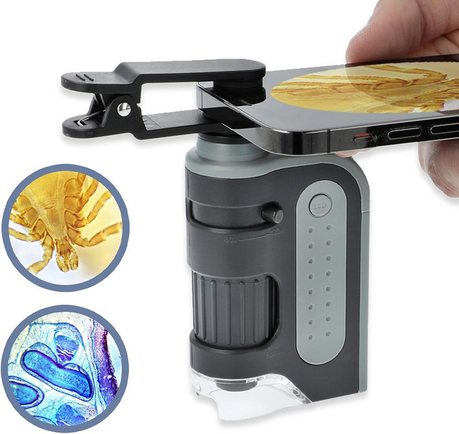 카슨 LED 포켓 120배 현미경 MM-350 스마트폰연결클립, 1개