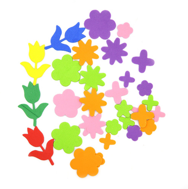 EVA스티커 플라워&리프 1~4.5cm 약96개, 1개