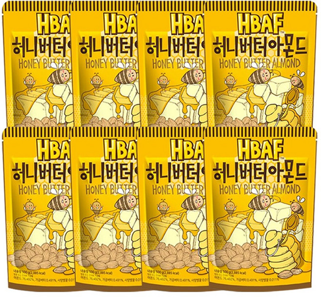 HBAF 바프 허니버터아몬드, 40g, 8개