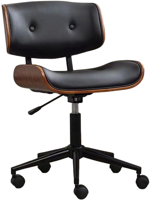 可調式曲木電腦椅 升降旋轉 105°後仰 SGS認證氣壓桿, 黑色