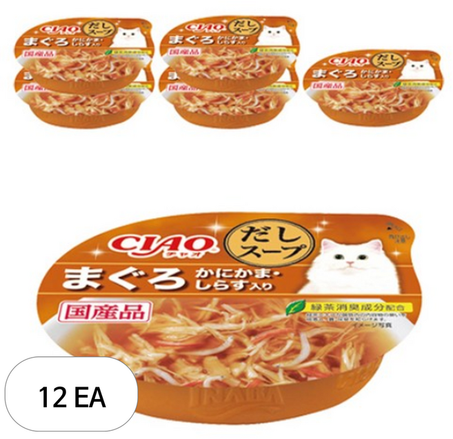 챠오츄르 고양이 다시스프컵, 참치&게맛살&치어, 60g, 12개