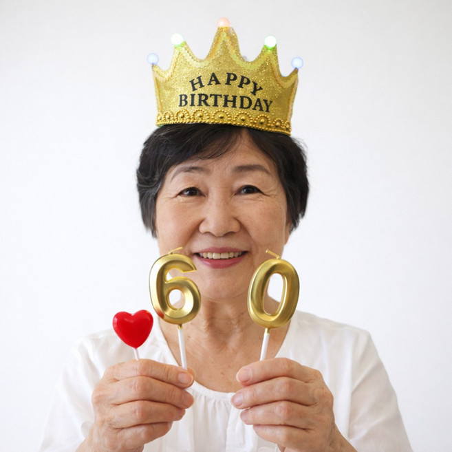 파티굿즈 환갑 칠순 팔순 숫자초 + 왕관세트, 1개, 골드60초세트