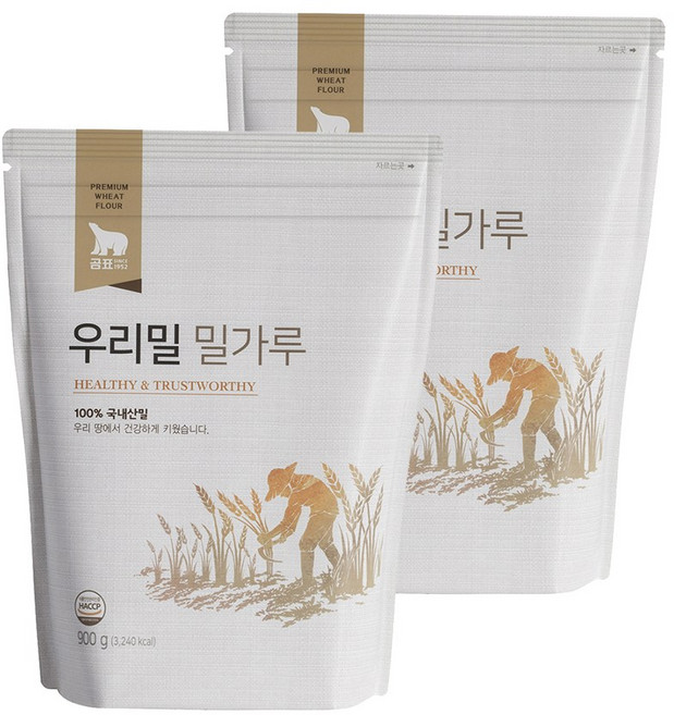 곰표 우리밀 밀가루, 900g, 2개