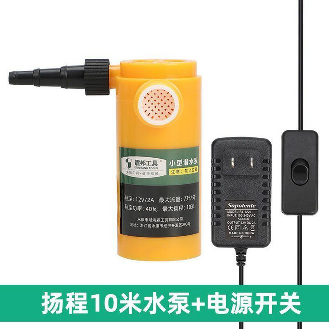 DUN BANG TOOLS 小型潛水泵 12V 直流抽水機, 1個, 插電款,加強型工業級水泵+5米水管