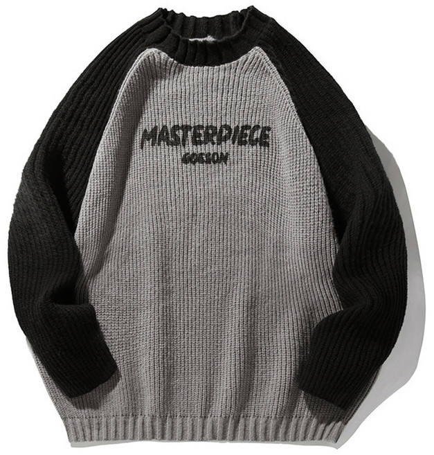 지디오 남성 라운드 니트 티셔츠 레글런 스웨터 오버핏 레터링 니트티