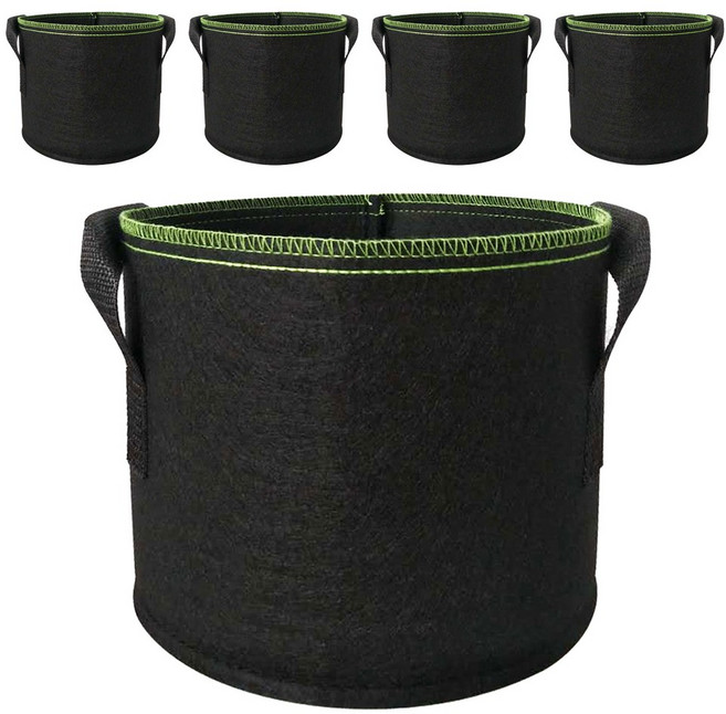부직포 화분(묶음) 숨쉬는화분 다용도 친환경 실내 베란다 텃밭 대형화분, 블랙(녹색 박음질)