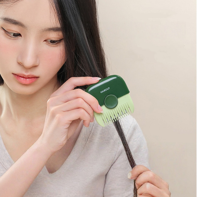 VergHatia 미니 휴대용 앞머리커트 셀프 앞머리 정리 헤어커터 머리다듬기, 1개, 아보카도 그린