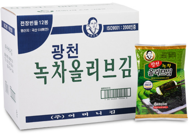 [광천어머니김 본사 발송] 녹차올리브 전장 번들, 36개