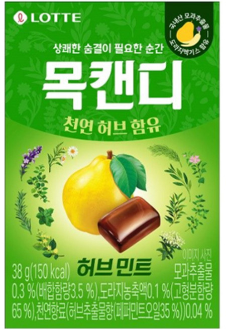 롯데 목캔디 허브 민트, 38g, 14개
