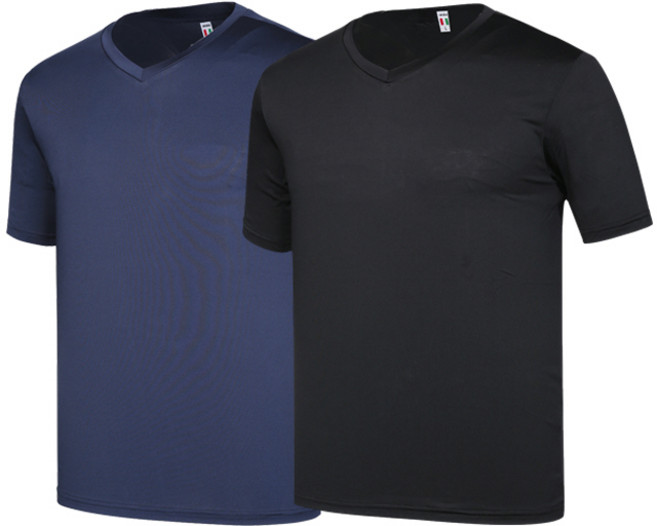 1+1 시원한 쿨 스판 브이넥 기능성 아이스 반팔티셔츠 2장