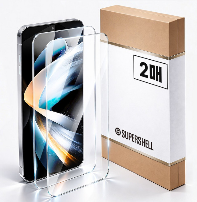 슈퍼쉘 강화유리 터치강화 지문인식 휴대폰 액정보호필름 2매, 1개