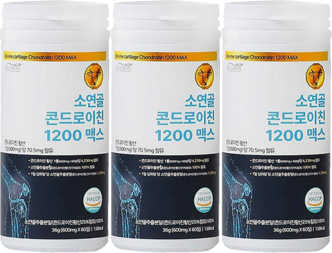 식약처 HACCP 인증 100% 소연골 콘드로이친 1200 맥스, 60정, 3개