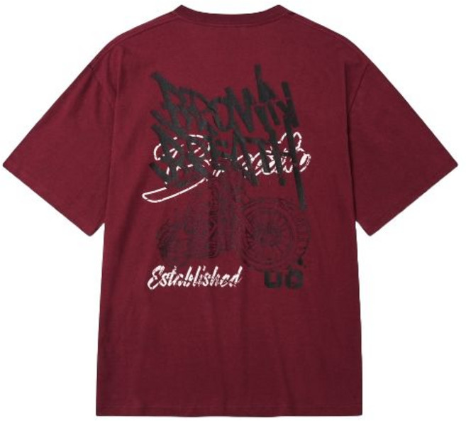 국내매장상품 BROWNBREATH 브라운브레스 반팔티 CRACKED TAG TEE - BURGUNDY 390840
