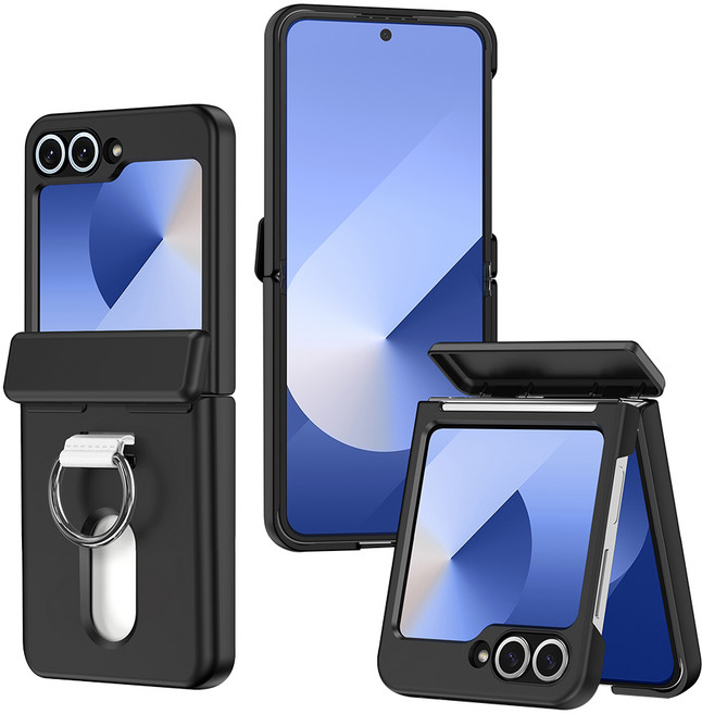 YINUO 갤럭시 z플립 5 6 7 FE 자동 힌지 보호 카드 수납 휴대폰 핑거링 케이스