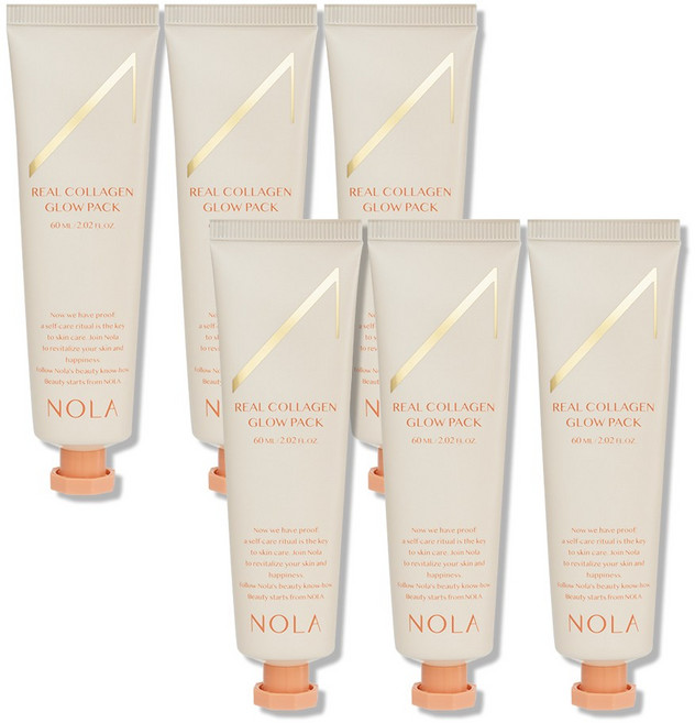 노라 바르는 물광 콜라겐 마스크 글로우팩 60ml 필오프 랩핑 팩, 6개, 1개입