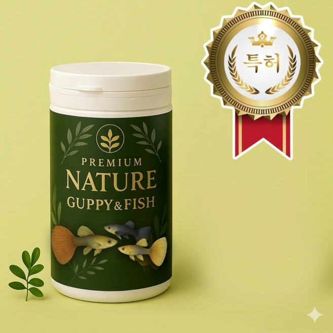 특허받은 프리미엄 네이처 열대어 구피 사료. 수질오염감소 치사율감소, 1개, 100ml