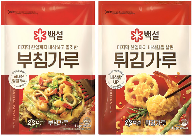 백설 부침가루 + 튀김가루, 1kg, 1세트