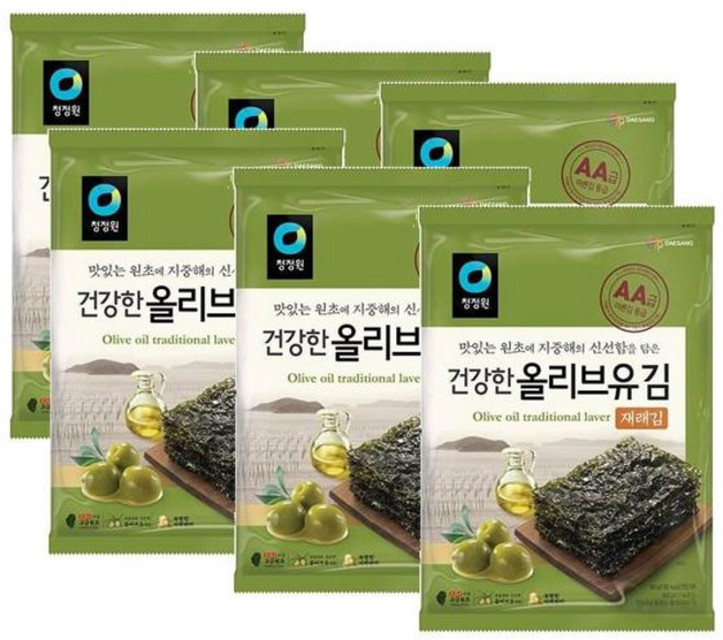 청정원 올리브유 재래김 전장 (5매), 6개, 20g