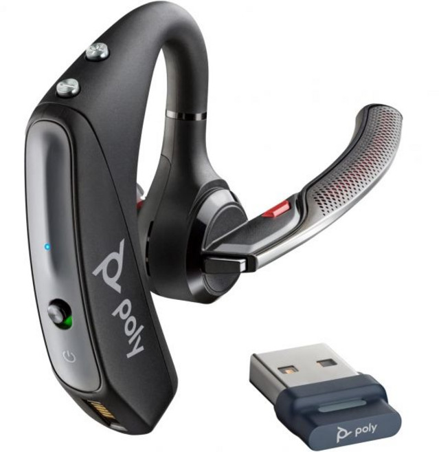 Plantronics by Poly Voyager 5200 UC 무선 헤드셋 충전 케이스 싱글 이어 블루투스 노이즈 캔슬링 마이크 블루투스로 모바일 맥 PC 연결 팀 줌 206