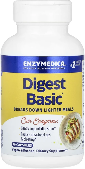 Enzymedica Digest Basic 필수 효소 포뮬라 캡슐 90정, 1개 - 쿠팡