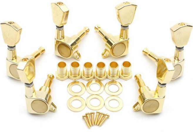 Swhmc 6pcs 골드 3L3R 크롬 튜닝 키 페그 기타 부품 3 왼쪽 오른쪽 튜너 어쿠스틱 또는 일렉트릭 용 스트링 페그 머신 헤드 튜너, 1개