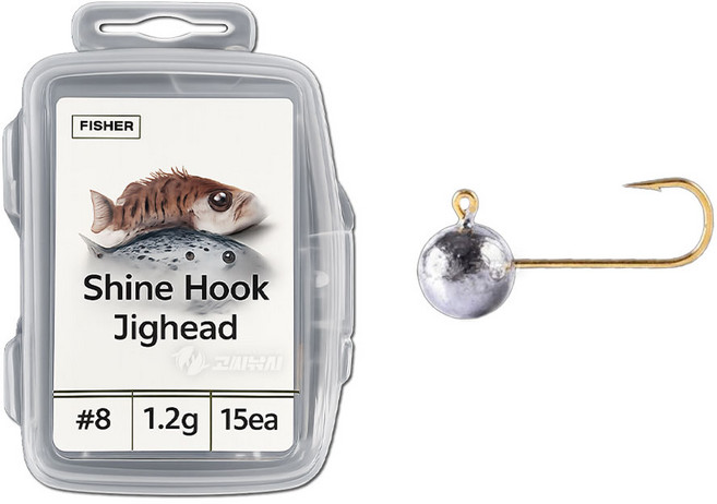 샤인 훅 지그헤드 덕용 15개입 라이트게임 볼락 전갱이 지그 루어 바늘, 1개