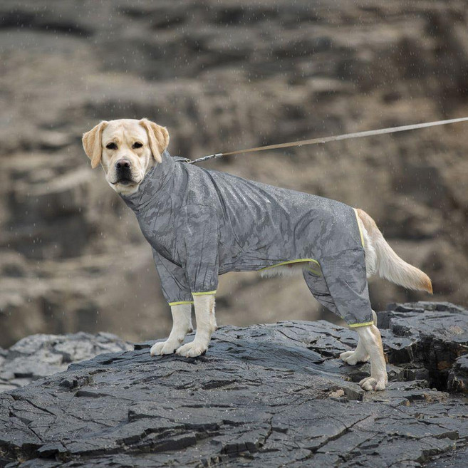 狗狗雨衣 大型犬 四腳防水反光薄款寵物衣, 1個, 2XL 背長40cm