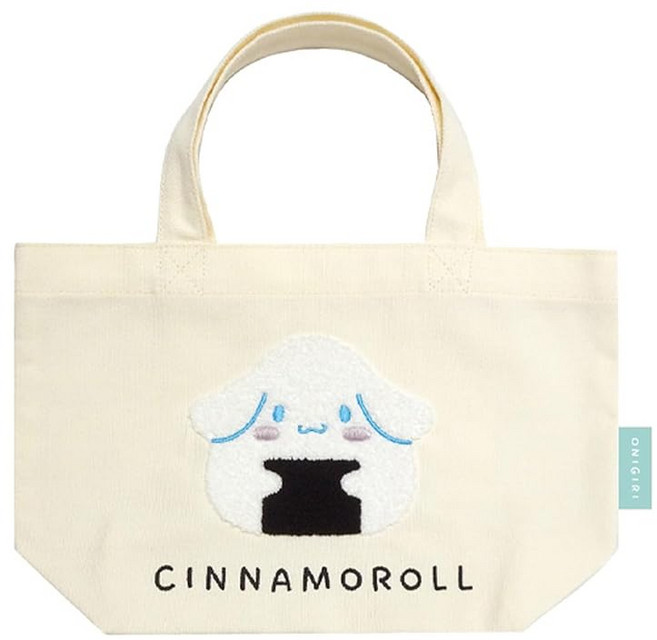 케이컴퍼니 산리오 캐릭터즈 (주먹밥 시리즈) 범포 미니 토트 (사라 자수) 시나모롤 SAON-HMS-CN