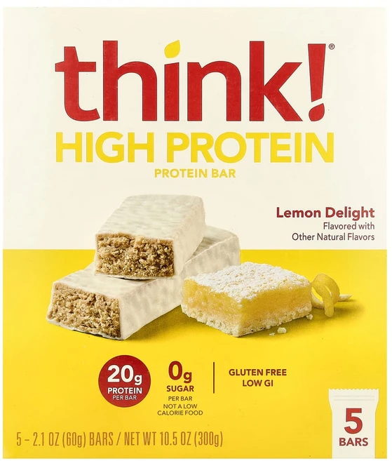 씽크씬 Think (띵크 ) 고단백 바 레몬 딜라이트 바 5개입 각 2.1oz(60g), 60g, 1개 - 쿠팡