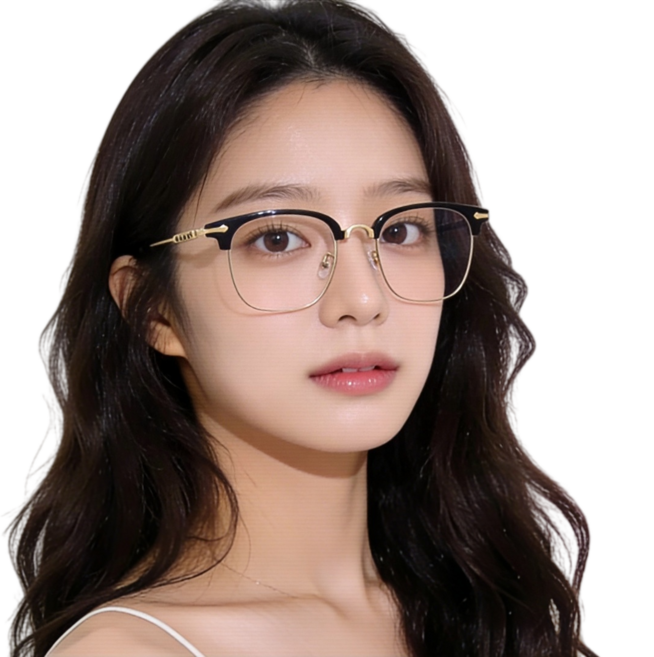 YUEMEIYD 티타늄 하금테 안경테 초경량 뿔테안경테 남녀 공용