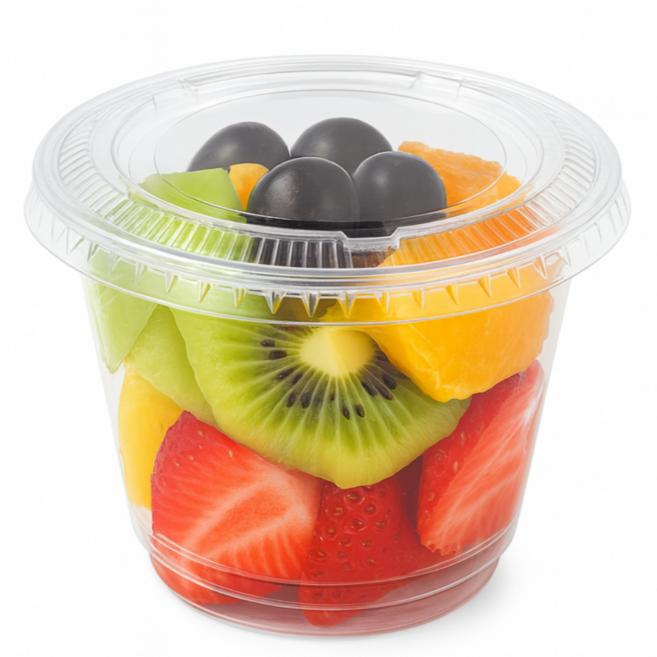 눈꽃나무 92파이 9온스 컵과일 디저트 투명컵 + 뚜껑 세트, 100개셋트(막힌평뚜껑포함), 1개, 1개