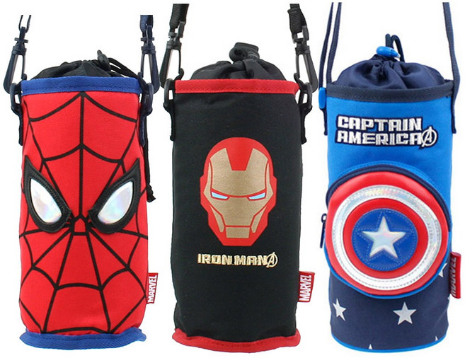마블 3종 아이언맨 스파이더맨 캡틴 물병크로스 물병주머니 유아 아동 어린이 유치원 초등학생, 아이언맨(MV0026)