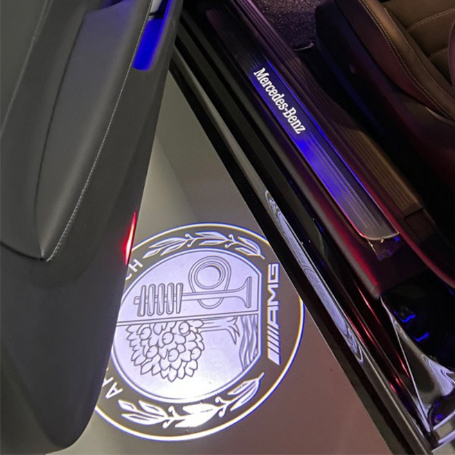 벤츠 8K 무변색 도어라이트 유리석영렌즈 A B C E GLA GLB GLC GLE GLS G바겐 EQA EQB EQC 호환 상품 도어LED 램프 벤츠로고 도어로고, 03-AMG[일반], 1세트