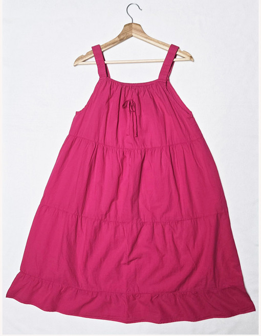 면100% 아사 워싱 면 부드러운 여름 끈 원피스 빅사이즈 엄마 홈웨어 실내복