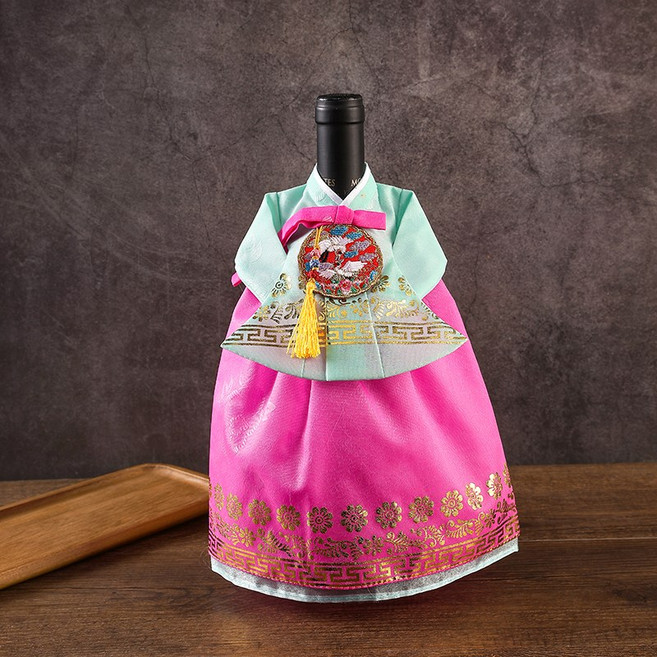 봉봉러브 전통 고급 한복 와인커버 외국인선물