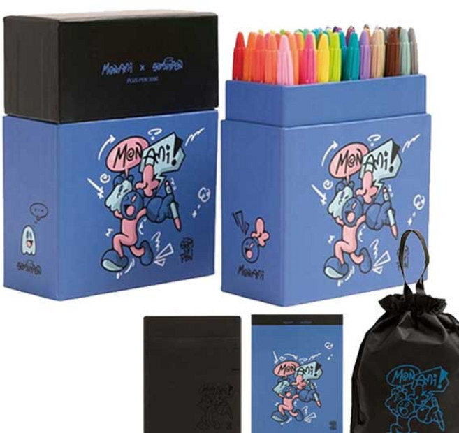 모나미 프러스펜 3000 60색 세트 노트 더스트백 구성 플러스펜, 1개, 혼합색상