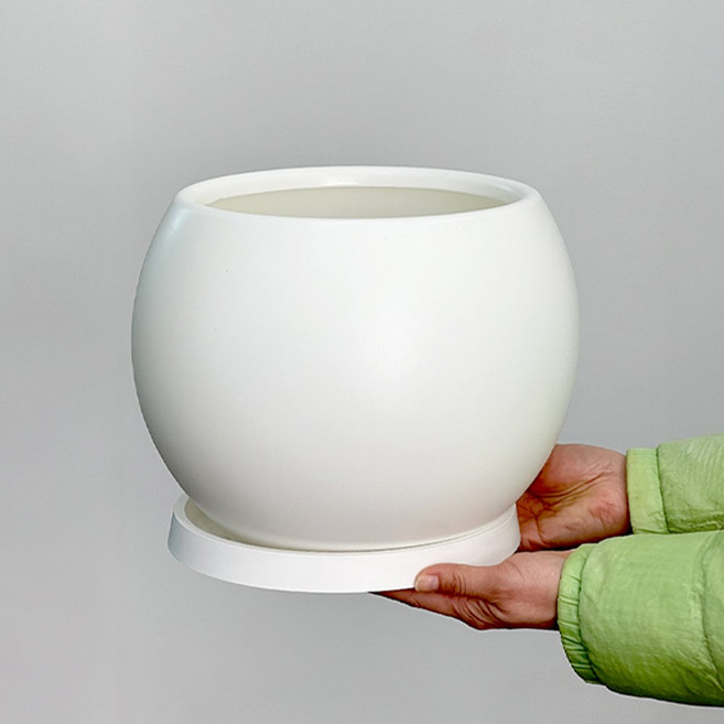 식물연구소 플라스틱 인테리어 달항아리 28 화분 화이트 1세트, 1개