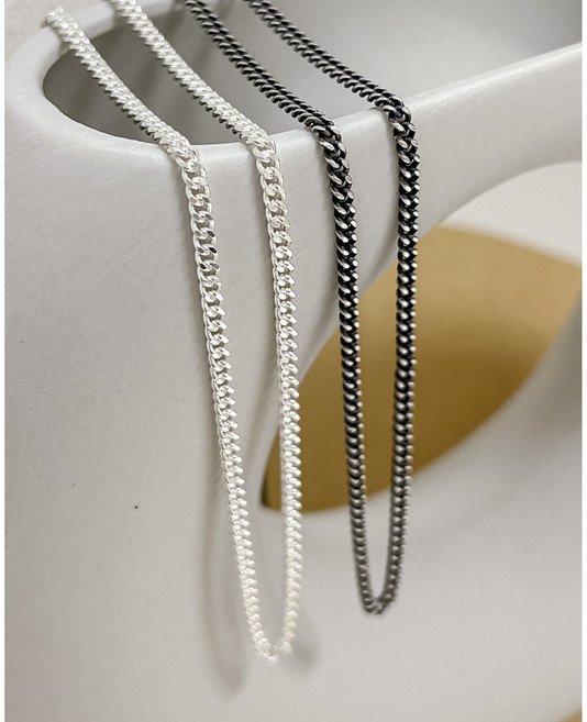 모두디자이너 남자 목걸이 커플 순은 목걸이줄 실버925 클래식 납작 체인 목걸이 E