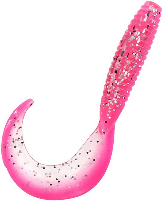 LUREER 雙色捲尾軟蟲 15入 路亞 根魚 T尾, 粉色,一包15入, 1個