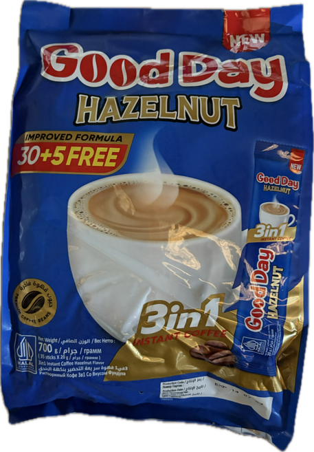 굿데이 커피 헤이즐넛 good day hazlenut coffee 인도네시아 indonesia, 1개, 35개입, 20g