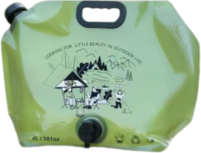 Velon 캠핑 접이식 워터백 대용량 휴대용 물통 수도꼭지형 차박 등산 야외용, 1개, 그린