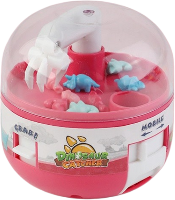 迷你玩具遊戲機 復古遊戲機造型 趣味扭蛋機 恐龍夾娃娃玩具, 恐龍機【粉色】, 1個