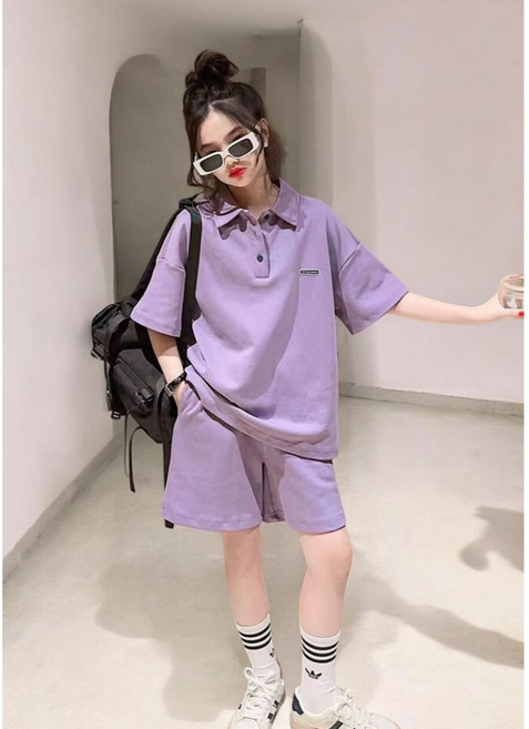 에이치제이 여름 남아 여아 공용 카라티 반팔 반바지 세트 주니어 카라넥 상하복