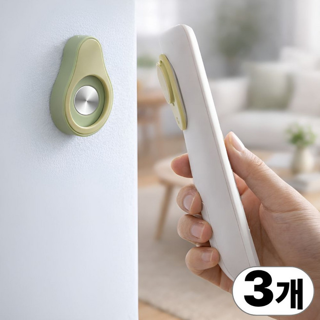 마니모아 무타공 강력 흡착 리모컨 벽걸이 자석 거치대, 3개, 그린