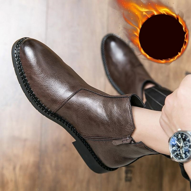 HANLIN 겨울 남성 키높이 발목 구두 캐주얼 정장 반부츠 부츠 Z90KY4E